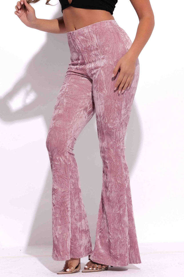 Crushed Velvet Flared Pants - Muvin 