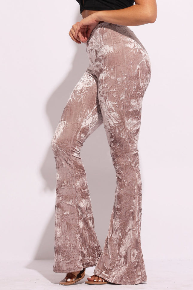 Crushed Velvet Flared Pants - Muvin 