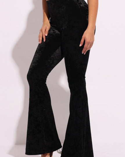 Crushed Velvet Flared Pants - Muvin 