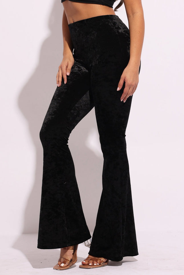 Crushed Velvet Flared Pants - Muvin 