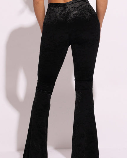 Crushed Velvet Flared Pants - Muvin 