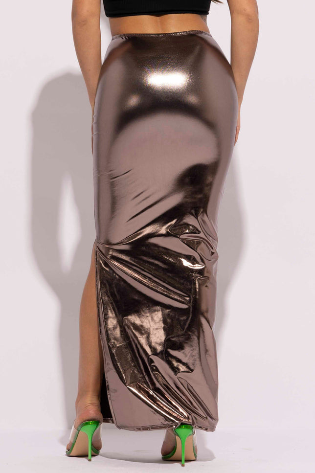 Metallic ruched maxi skirt - Muvin 