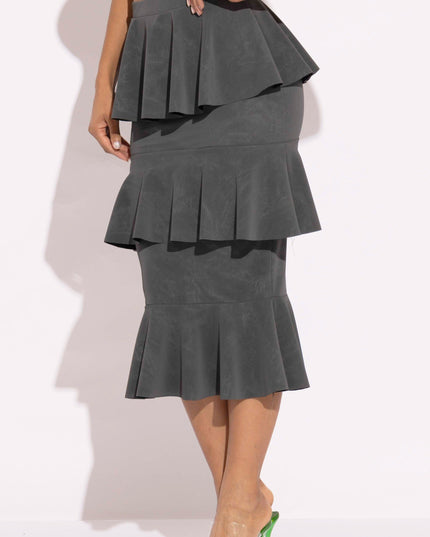Layered ruffle midi skirt - Muvin 