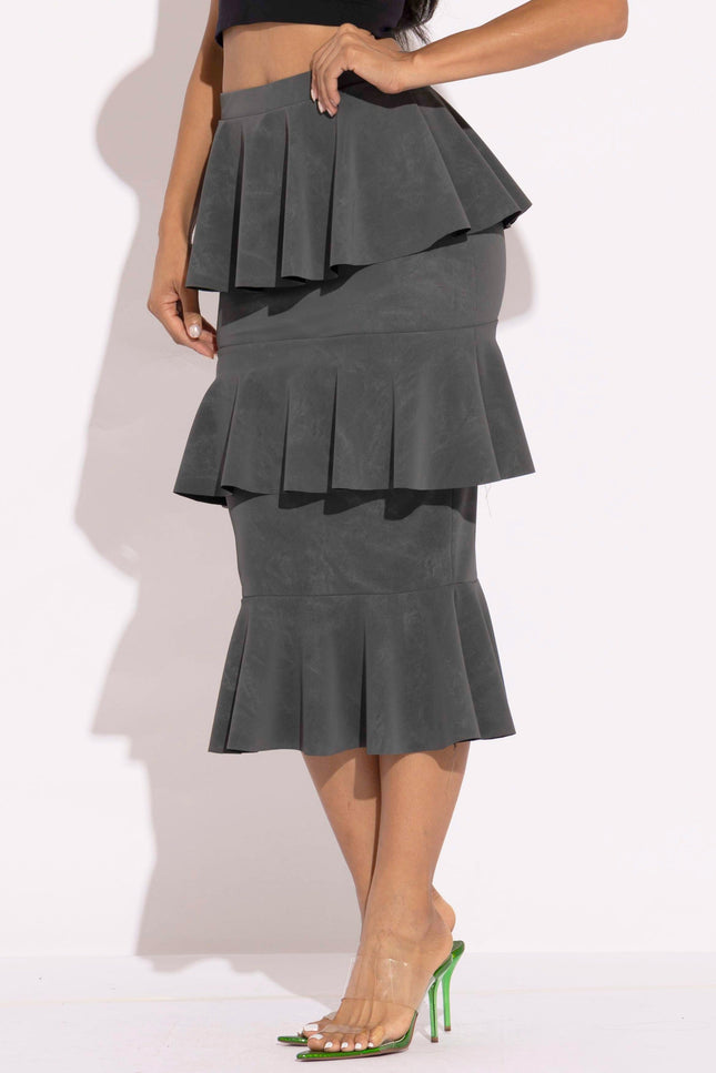 Layered ruffle midi skirt - Muvin 