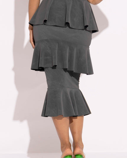 Layered ruffle midi skirt - Muvin 