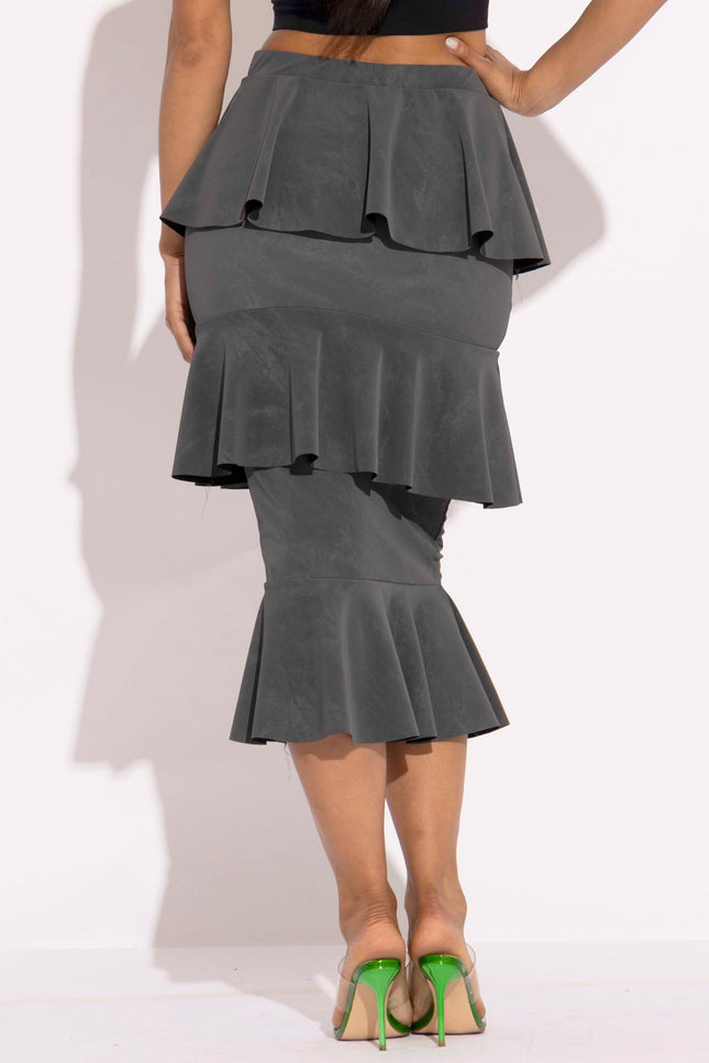 Layered ruffle midi skirt - Muvin 