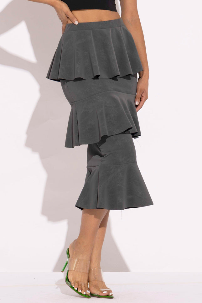 Layered ruffle midi skirt - Muvin 