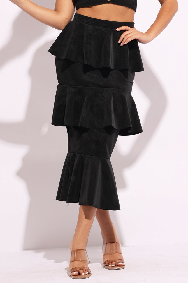Layered ruffle midi skirt - Muvin 