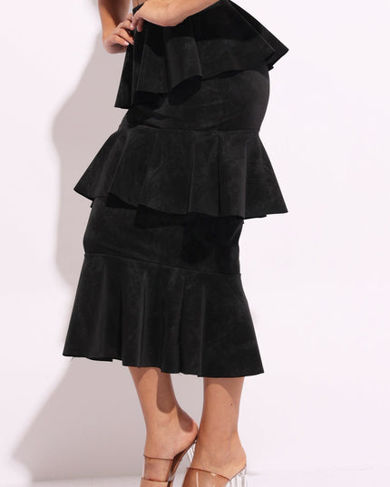 Layered ruffle midi skirt - Muvin 