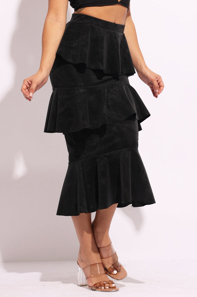 Layered ruffle midi skirt - Muvin 