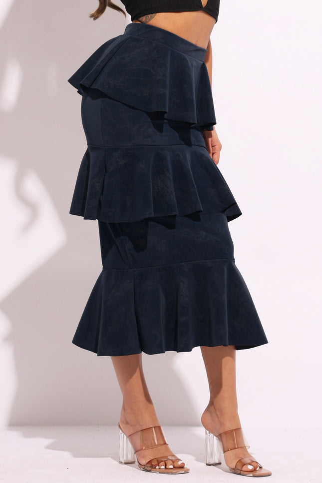 Layered ruffle midi skirt - Muvin 