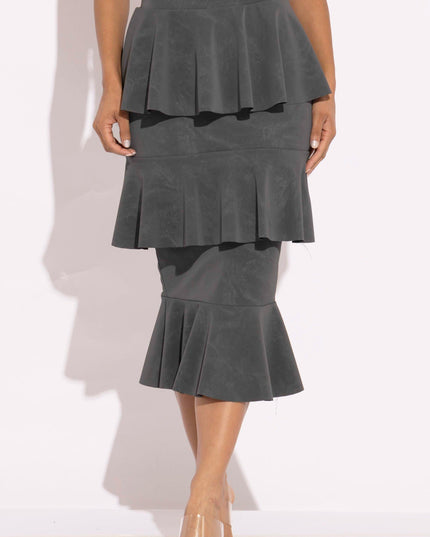 Layered ruffle midi skirt - Muvin 