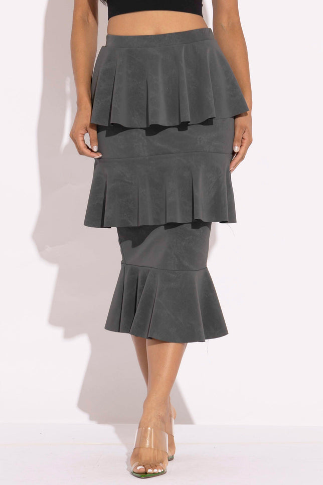 Layered ruffle midi skirt - Muvin 
