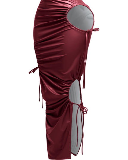 Cut out detailed PU maxi skirt - Muvin 