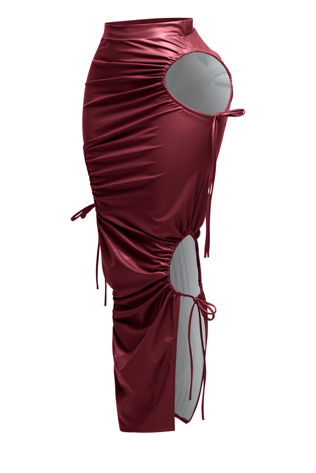 Cut out detailed PU maxi skirt - Muvin 