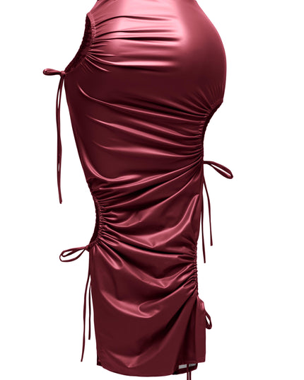 Cut out detailed PU maxi skirt - Muvin 