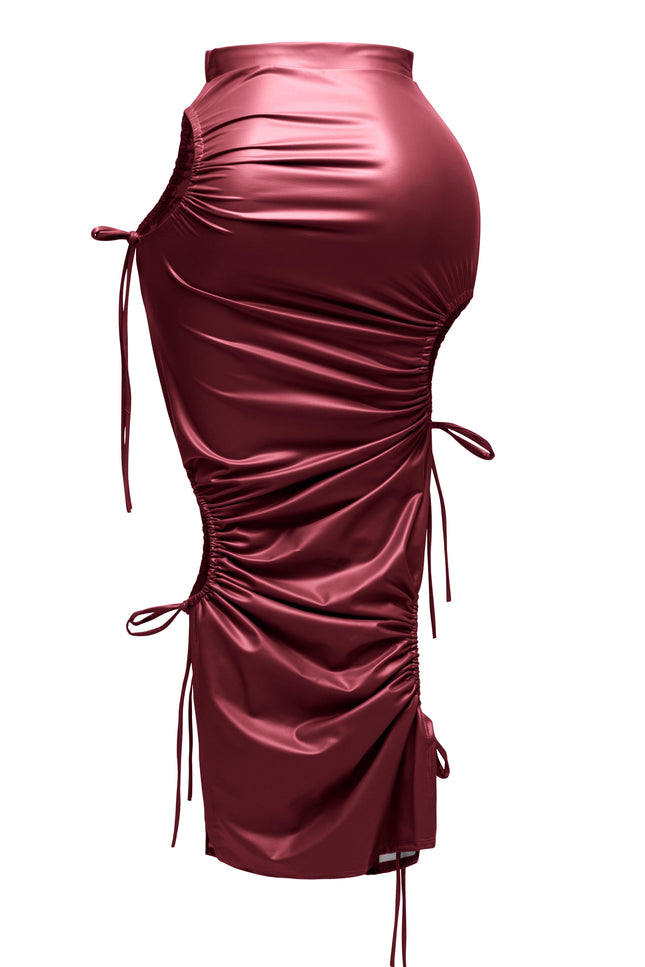 Cut out detailed PU maxi skirt - Muvin 