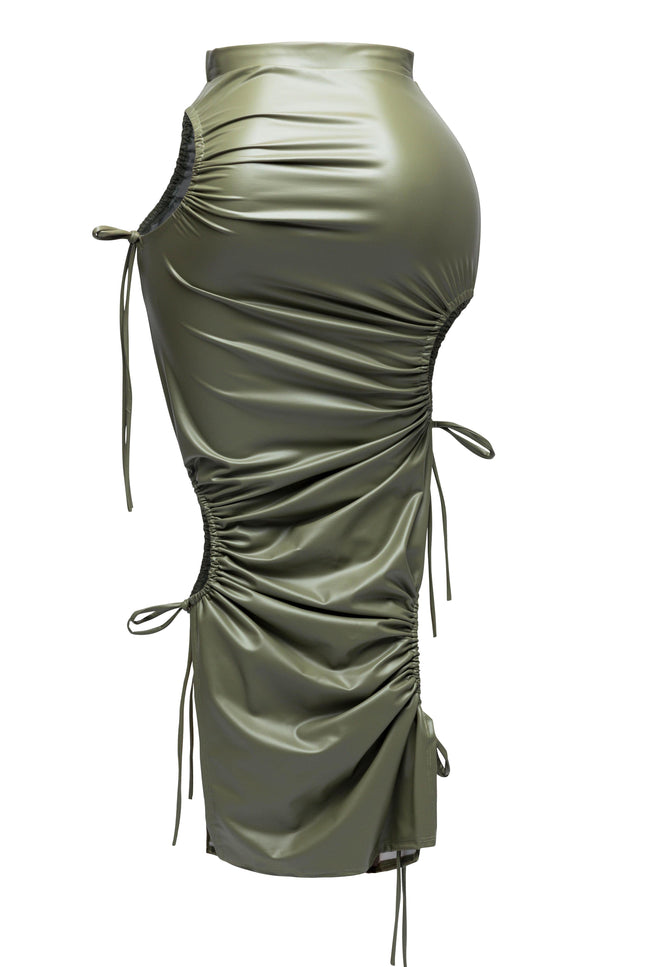 Cut out detailed PU maxi skirt - Muvin 