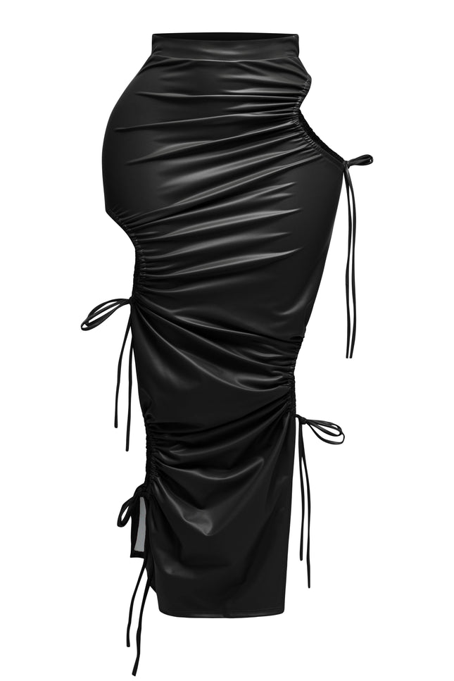 Cut out detailed PU maxi skirt - Muvin 