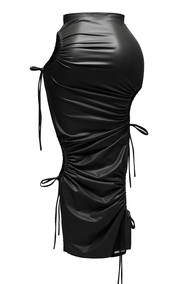 Cut out detailed PU maxi skirt - Muvin 