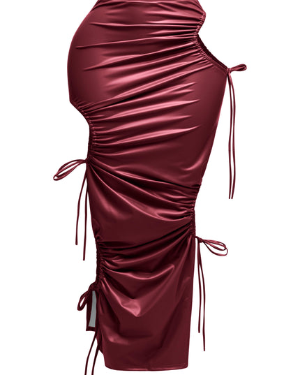 Cut out detailed PU maxi skirt - Muvin 