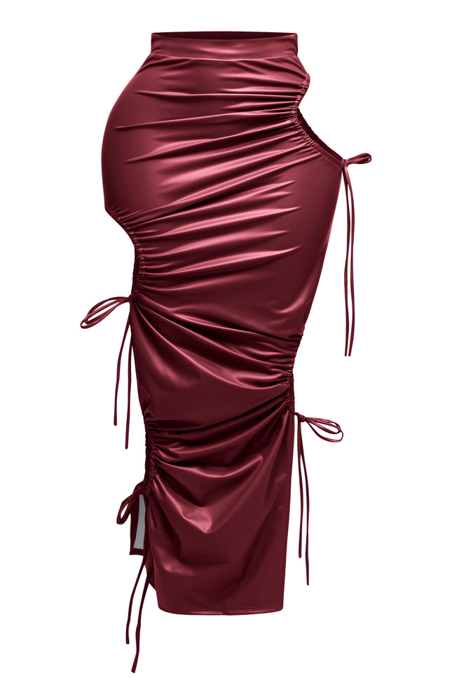 Cut out detailed PU maxi skirt - Muvin 