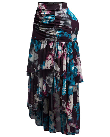 Asymmetrical hem floral skirt - Muvin 