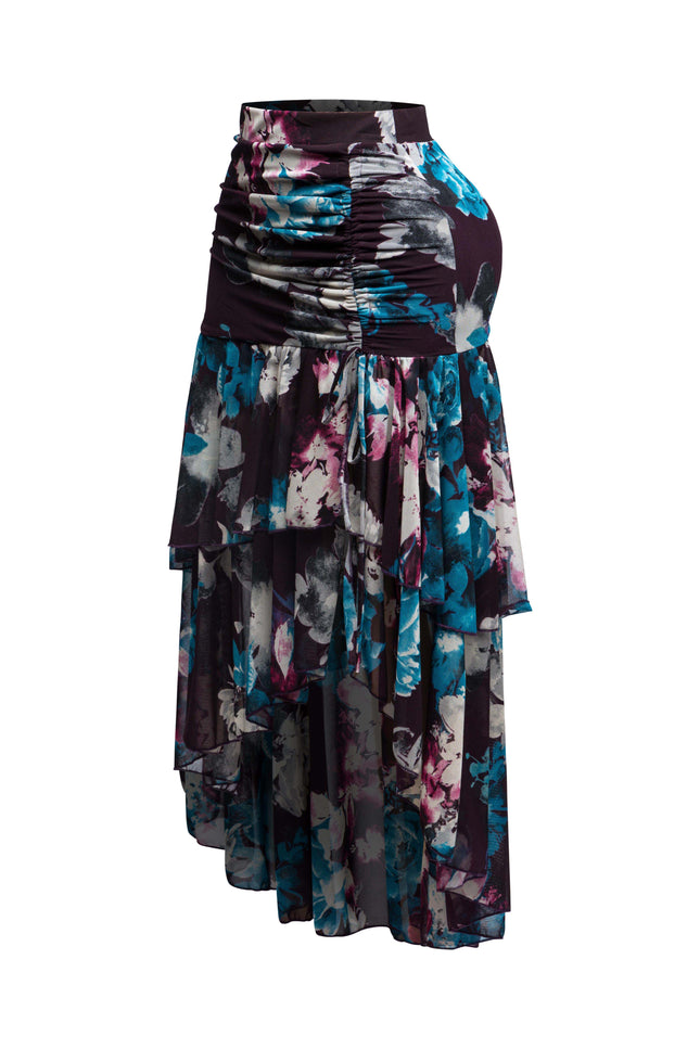 Asymmetrical hem floral skirt - Muvin 