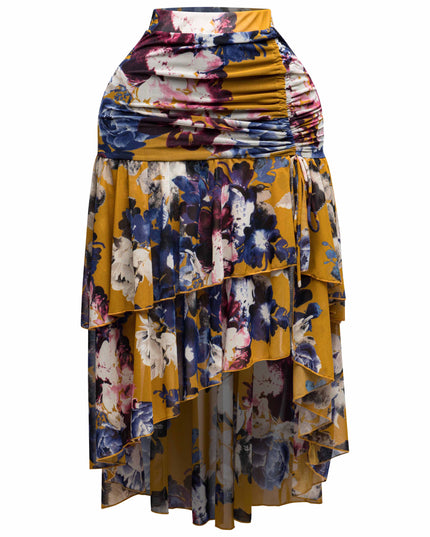 Asymmetrical hem floral skirt - Muvin 
