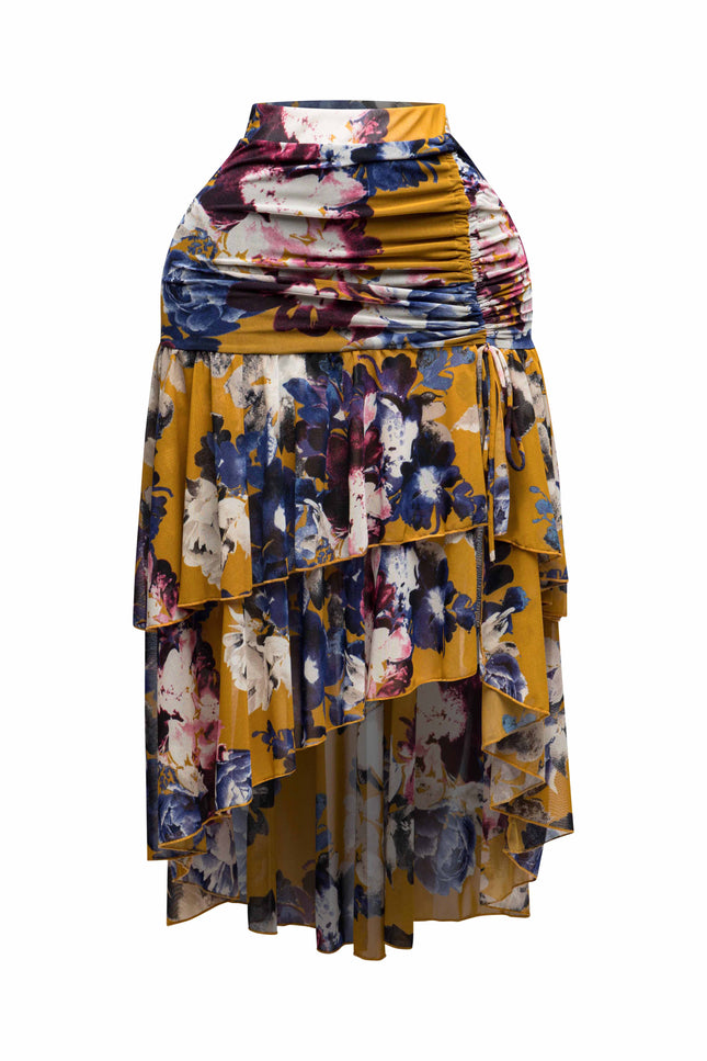 Asymmetrical hem floral skirt - Muvin 
