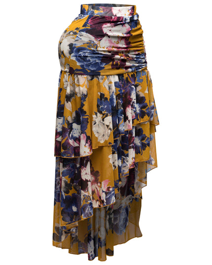 Asymmetrical hem floral skirt - Muvin 