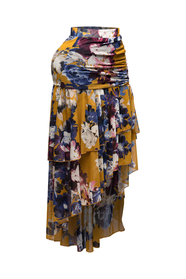 Asymmetrical hem floral skirt - Muvin 