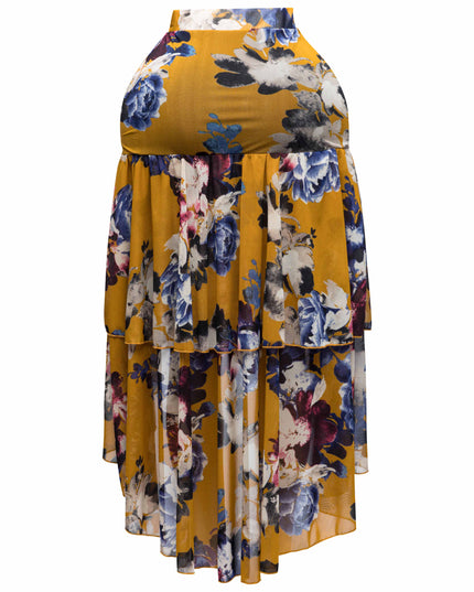 Asymmetrical hem floral skirt - Muvin 