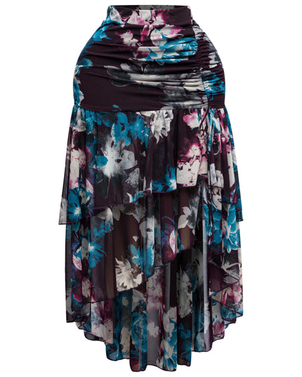 Asymmetrical hem floral skirt - Muvin 