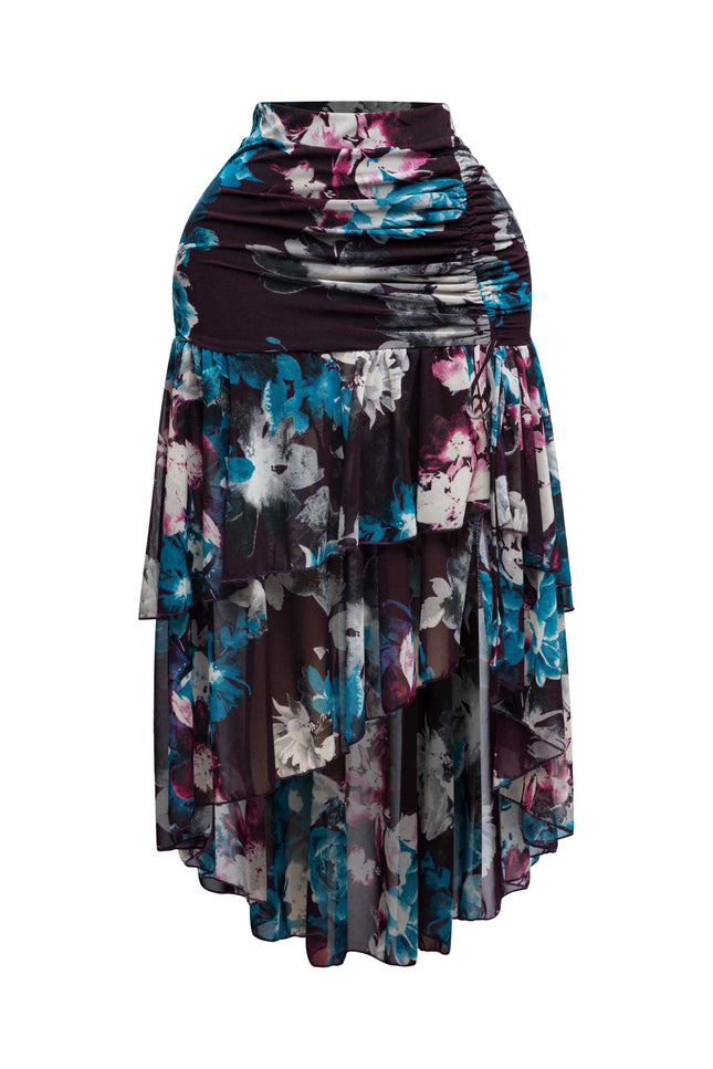 Asymmetrical hem floral skirt - Muvin 