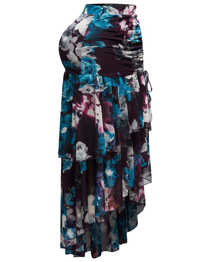 Asymmetrical hem floral skirt - Muvin 