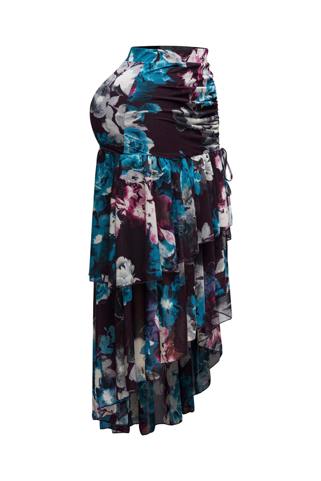 Asymmetrical hem floral skirt - Muvin 