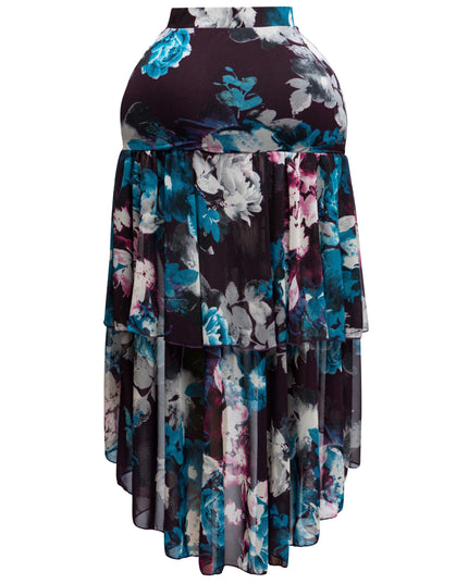 Asymmetrical hem floral skirt - Muvin 