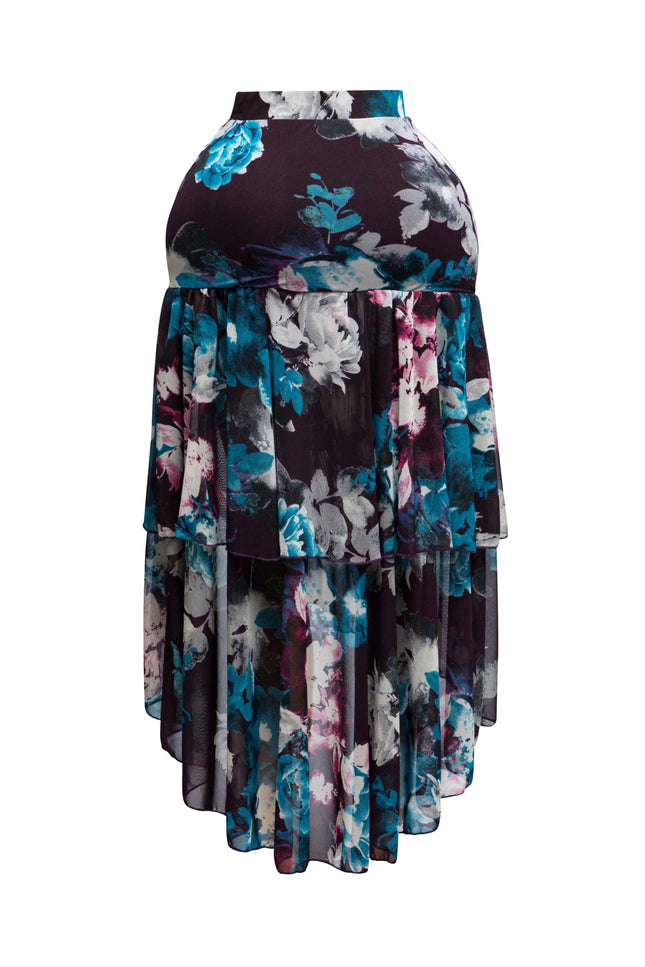 Asymmetrical hem floral skirt - Muvin 