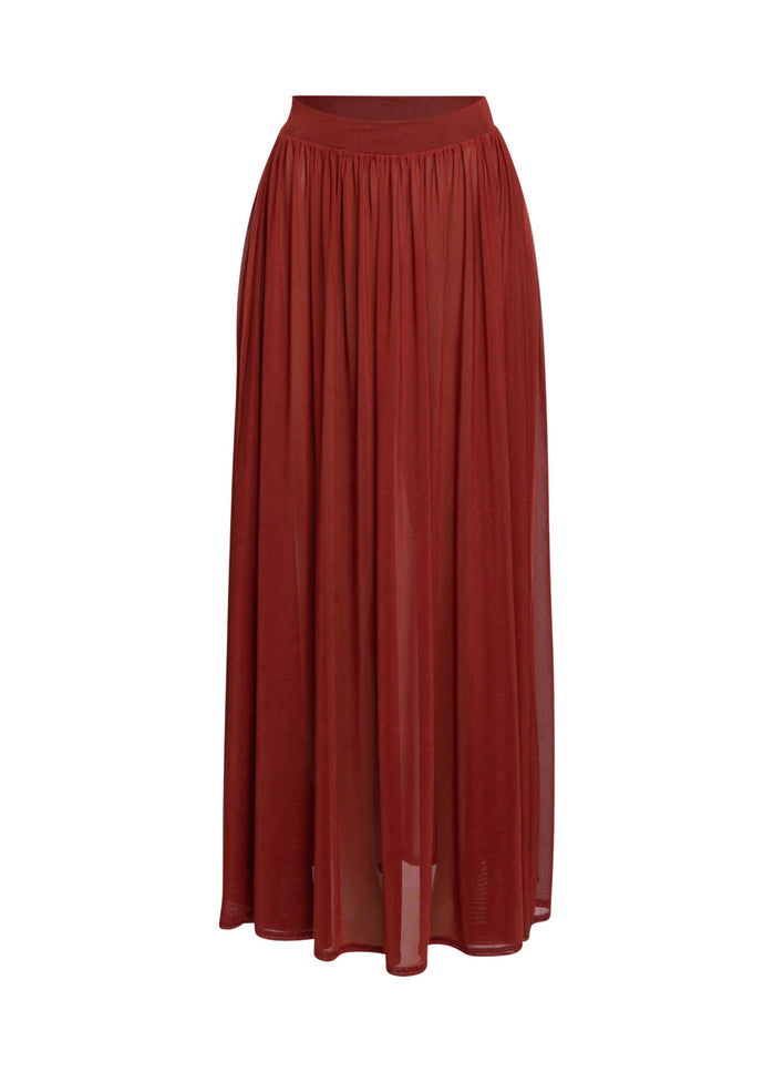 Sheer mesh maxi skirt with shorts lining - Muvin 