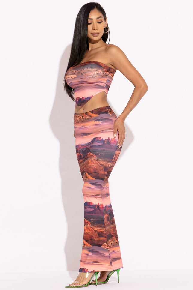 Printed tube top and maxi skirt set - Muvin 
