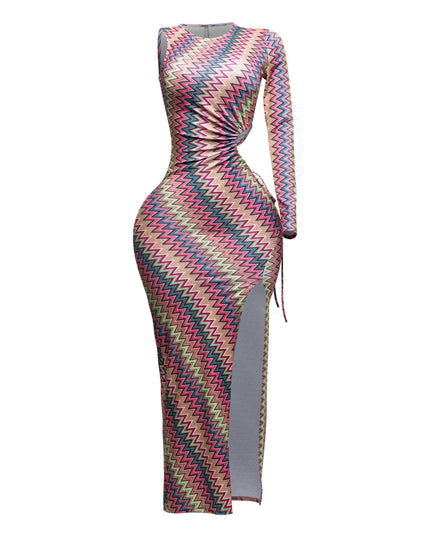 Cut out detailed one shoulder maxi dress - Muvin 