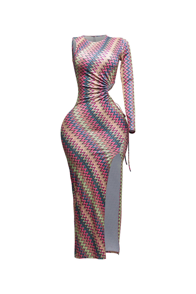 Cut out detailed one shoulder maxi dress - Muvin 