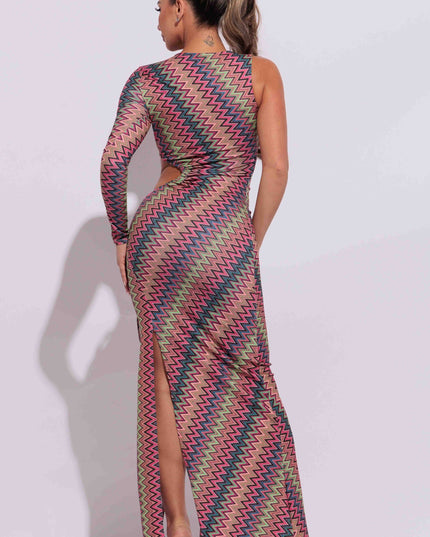 Cut out detailed one shoulder maxi dress - Muvin 