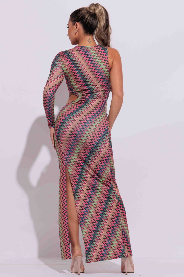 Cut out detailed one shoulder maxi dress - Muvin 