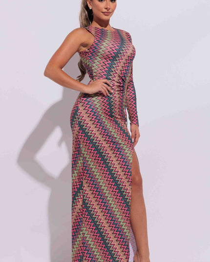 Cut out detailed one shoulder maxi dress - Muvin 