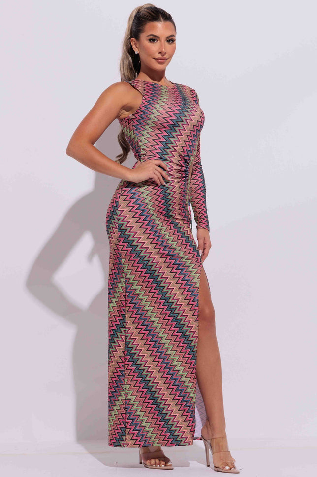 Cut out detailed one shoulder maxi dress - Muvin 