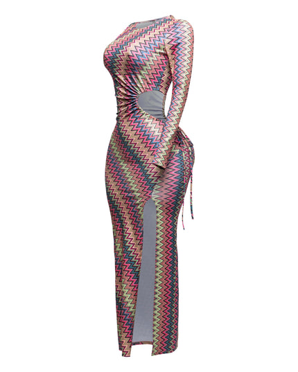 Cut out detailed one shoulder maxi dress - Muvin 