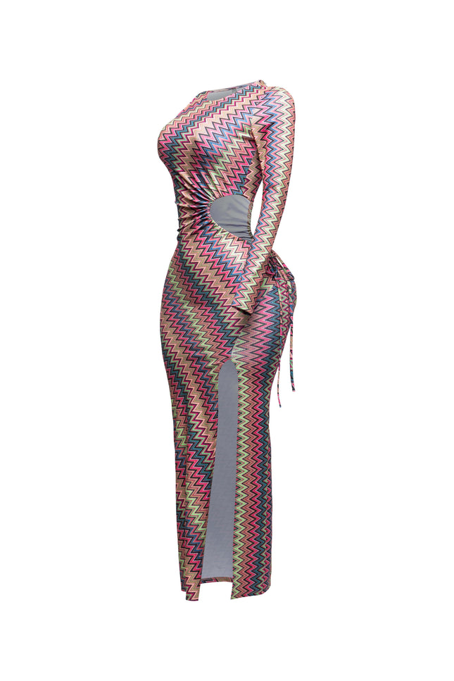 Cut out detailed one shoulder maxi dress - Muvin 