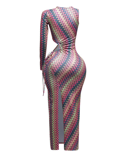 Cut out detailed one shoulder maxi dress - Muvin 
